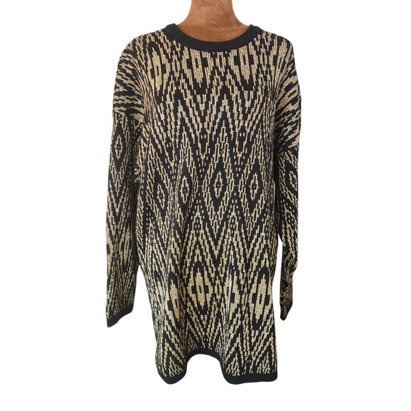Sheridan Square Sweaters - Vintage Black Gold Metallic‎ Sweater Sheridan Square Size M Oversized 80s 90s